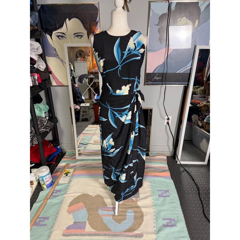 Y2K Spenser Jeremy Silk Maxi Dress 14 Floral Wrap Front Vacation Resort